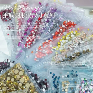 Mixed Size Glass Crystal Flatback Rhinestones for Nail Art DIY